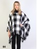 Loose Neck Poncho W/ Plaid